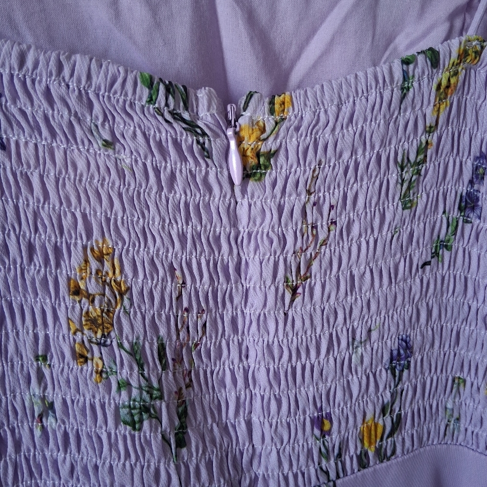 Showpo Purple Floral Dress With Strap Ties - Picture 8 of 10